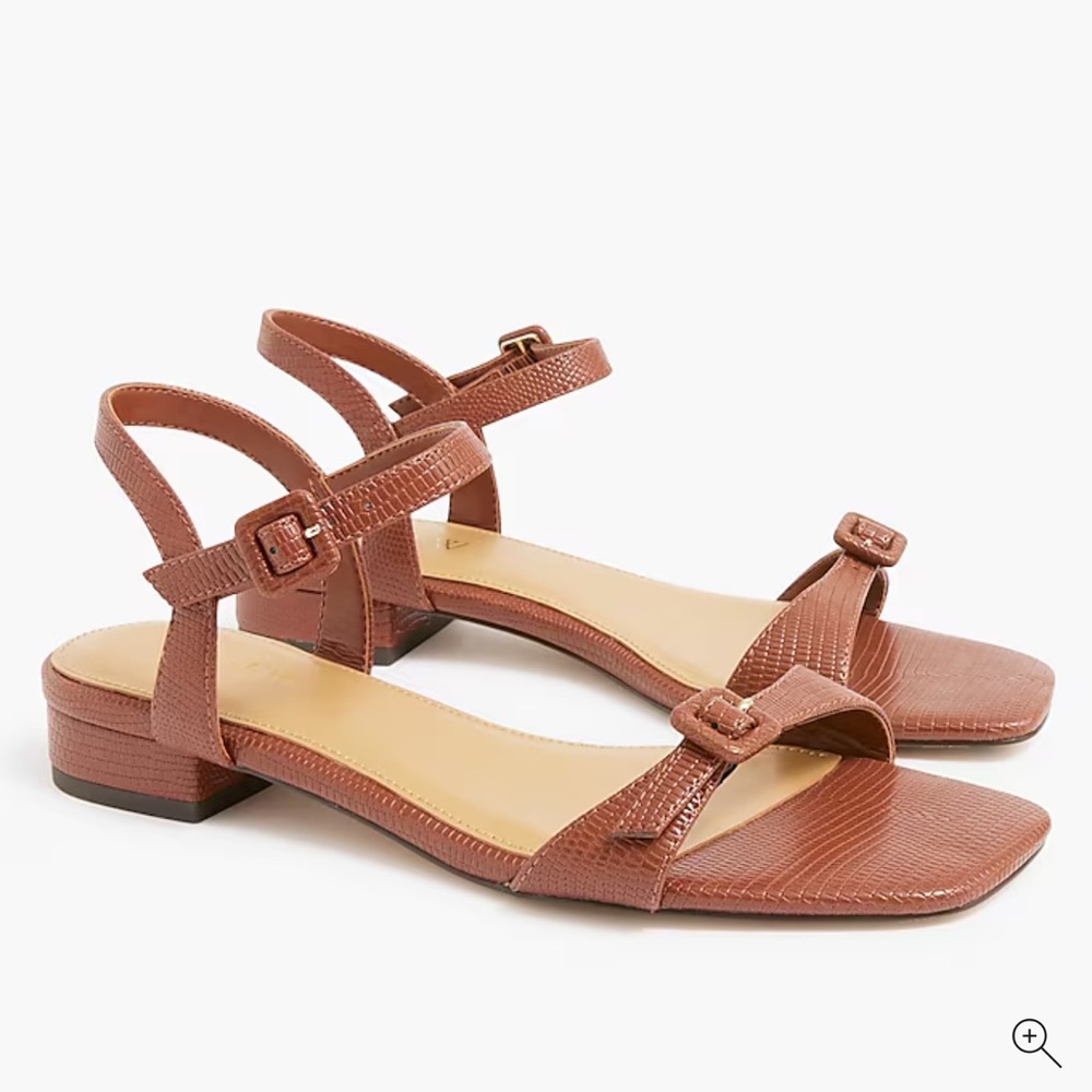 J. Crew Factory Brown Sandals with Ankle Strap and Block Heel
